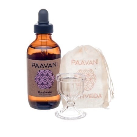 Ayurvedic Eye Wash Ritual 🌹💧 – Soothes, hydrates & refreshes tired eyes 👀✨ with rose & lavender, includes cup 🥛 & travel pouch 🎁 for daily care.